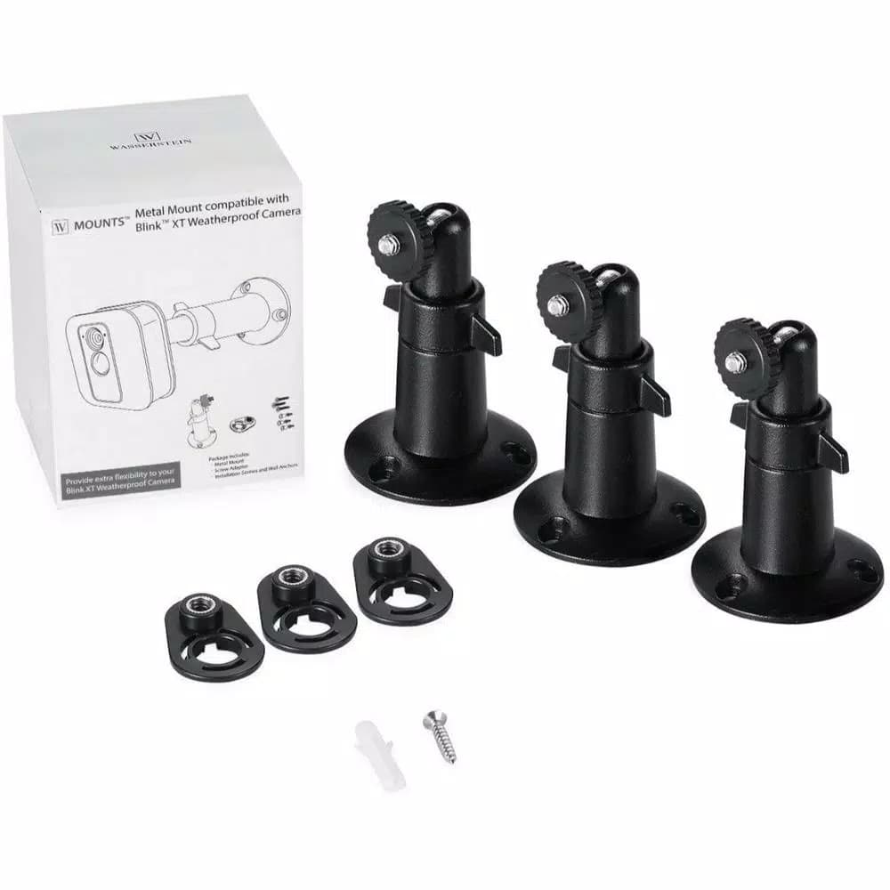 Wasserstein Metal Wall Mount for Blink Outdoor, XT and XT2 Cameras - 3-Pack, Black