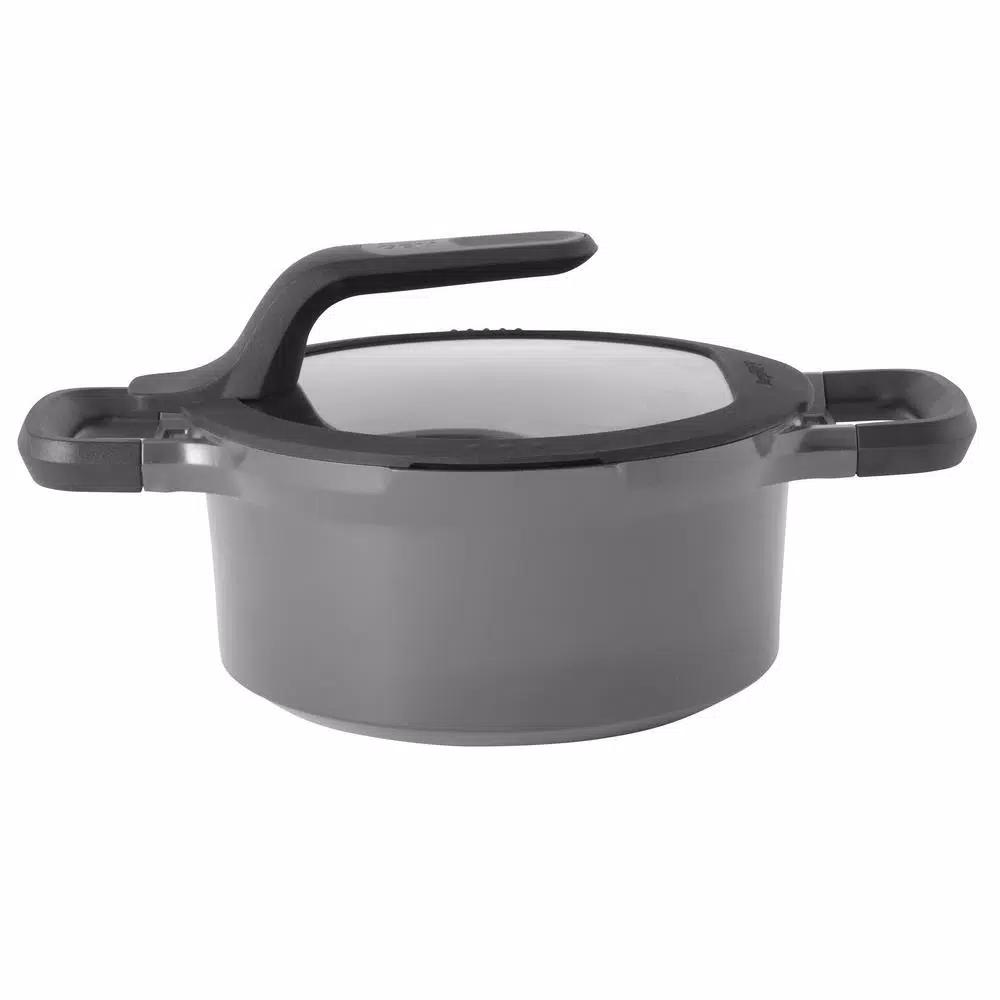 BergHOFF GEM Stay Cool 3 qt. Cast Aluminum Nonstick Casserole Dish with Glass Lid, Gray