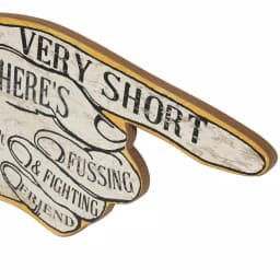 3R Studios Life is Short Hand Shaped Wood Sign Wall Art - Distressed Ivory & Black thumbnail 3