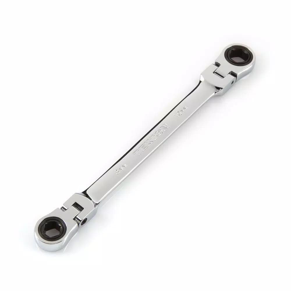 TEKTON 8 mm x 10 mm Flex-Head Ratcheting Box End Wrench, 72-Tooth, Metric