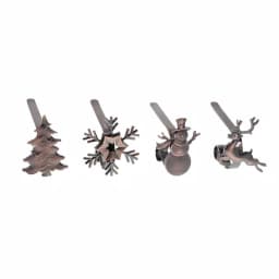 Haute Decor Oil-Rubbed Bronze MantleClip Stocking Holder Set with Holiday Icons, 4-Pack thumbnail 1
