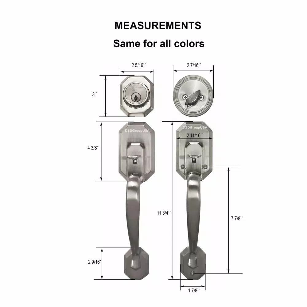 Constructor Cerberus Satin Nickel Entry Door Handleset with Single Cylinder Deadbolt