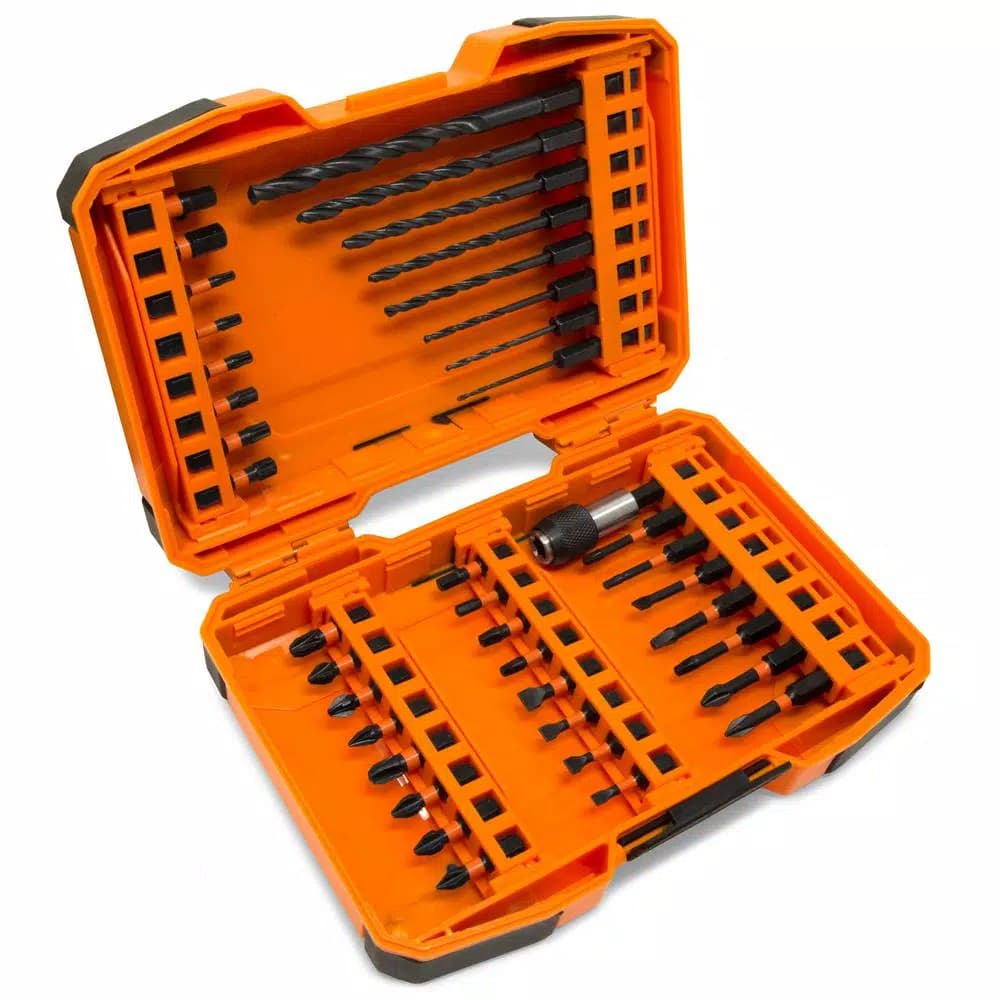 WEN 40-Piece Impact-Rated 1/4 in. Hex Shank Screwdriver and Drill Bit Set with Carrying Case