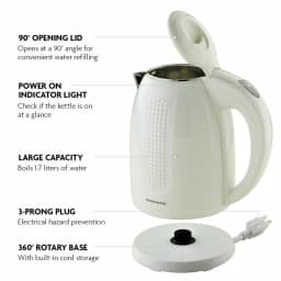 Ovente 1.7L Electric Kettle, White Stainless Steel BPA-Free Water Boiler with Auto Shut-Off thumbnail 6