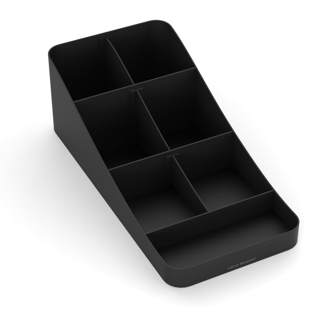 Mind Reader Trove 7-Compartment Coffee Condiment Organizer Caddy, Black