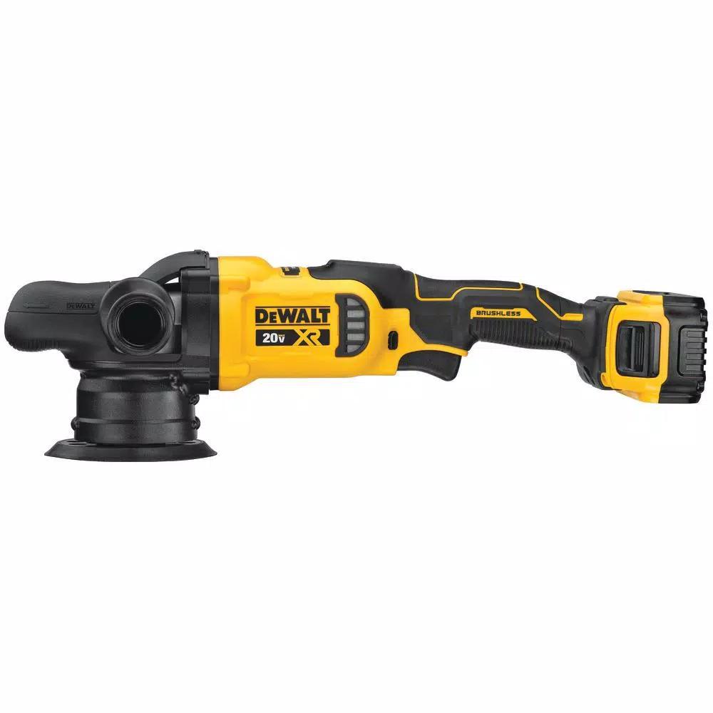 DEWALT 20V MAX XR Cordless Brushless 5 in. Variable Speed Random Orbit Polisher Kit with (2) 5.0 Ah Batteries & Charger
