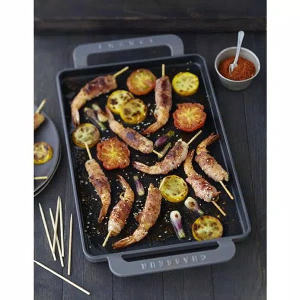 Chasseur 14-inch Rectangular Enameled Cast Iron Griddle - Red
