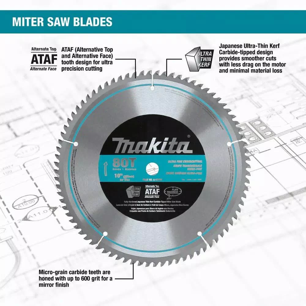 Makita 10 in. Dual Slide Compound Miter Saw Bundle with 80T Micro-Polished Blade