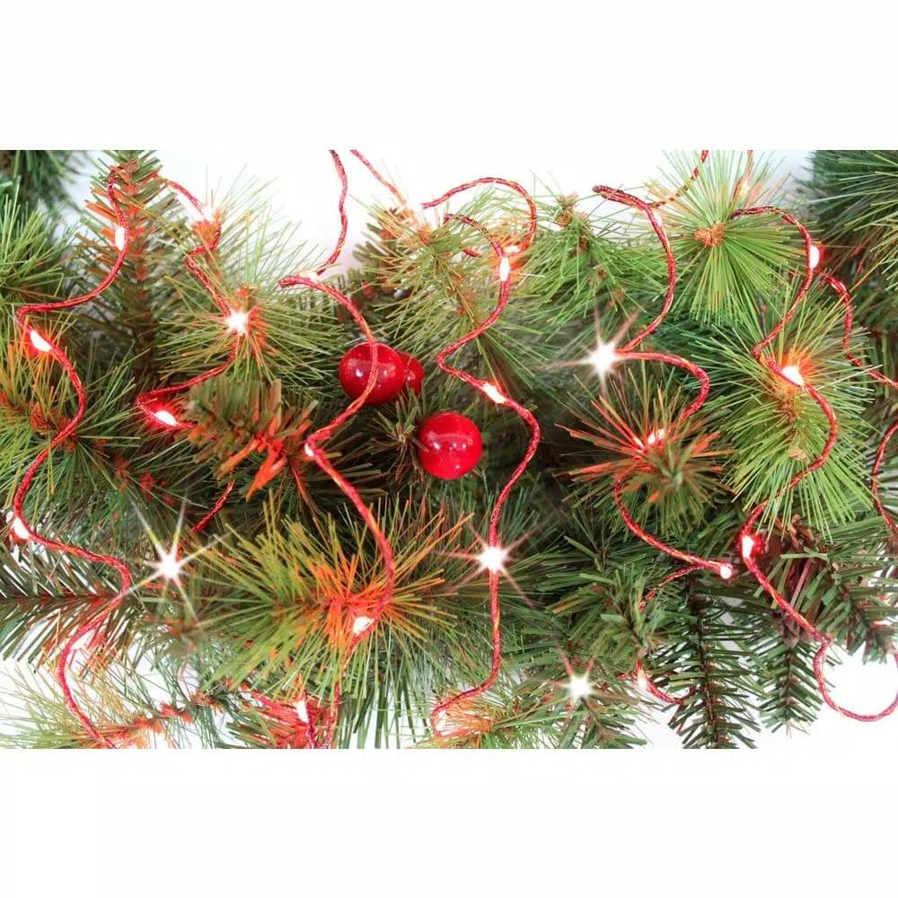 Starlite Creations 12 ft. Pre-Lit Red LED Single Braided Garland, Battery Operated (Bundle of 2)