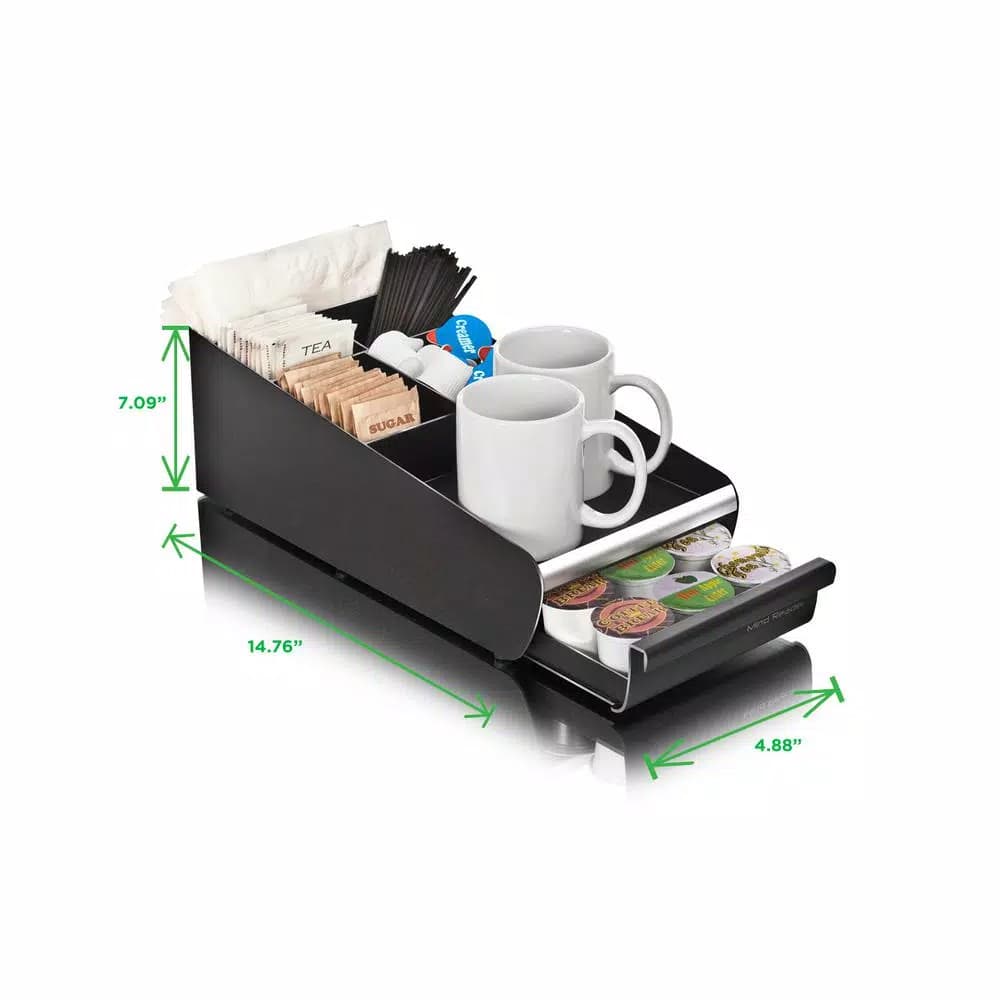 Mind Reader Vesta Coffee 18-Capacity K-Cup Storage Drawer & 7-Compartment Condiment Organizer, Black