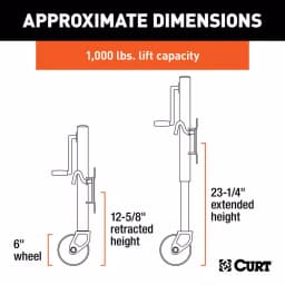 CURT Marine Trailer Jack with 6" Wheel, 1,000 lbs. Capacity, 10" Travel thumbnail 2