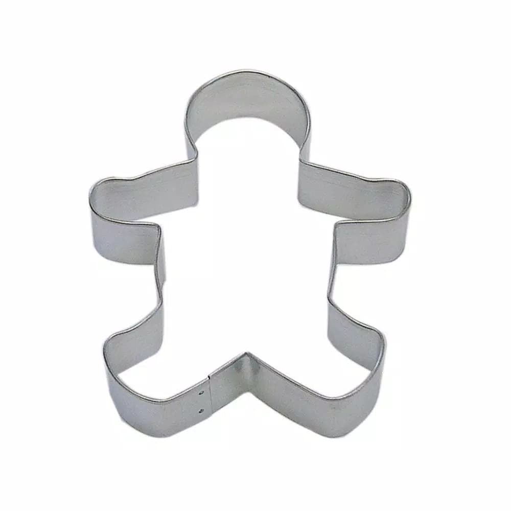 CybrTrayd-R&M 12-Piece Gingerbread Boy Tinplate Steel Cookie Cutter Set with Recipe