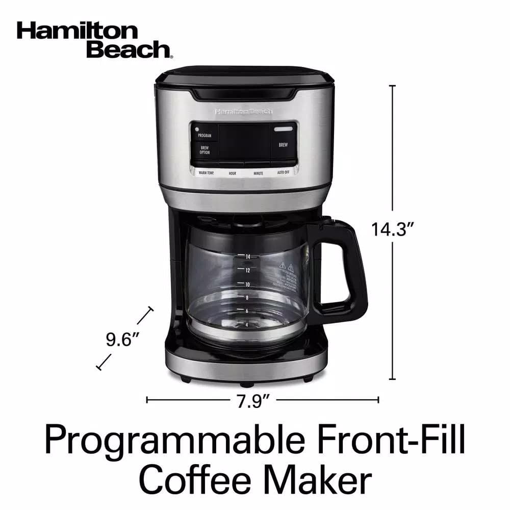 Hamilton Beach 14-Cup Programmable Drip Coffee Maker with Front-Fill Design, Black