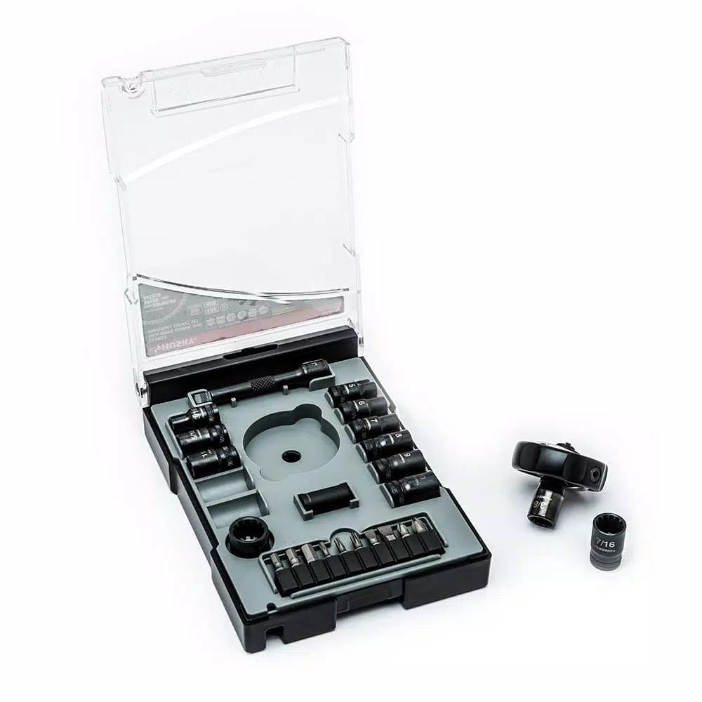 Husky 25-Piece 1/4 in. Drive Gimbal Ratchet and Universal Socket Set