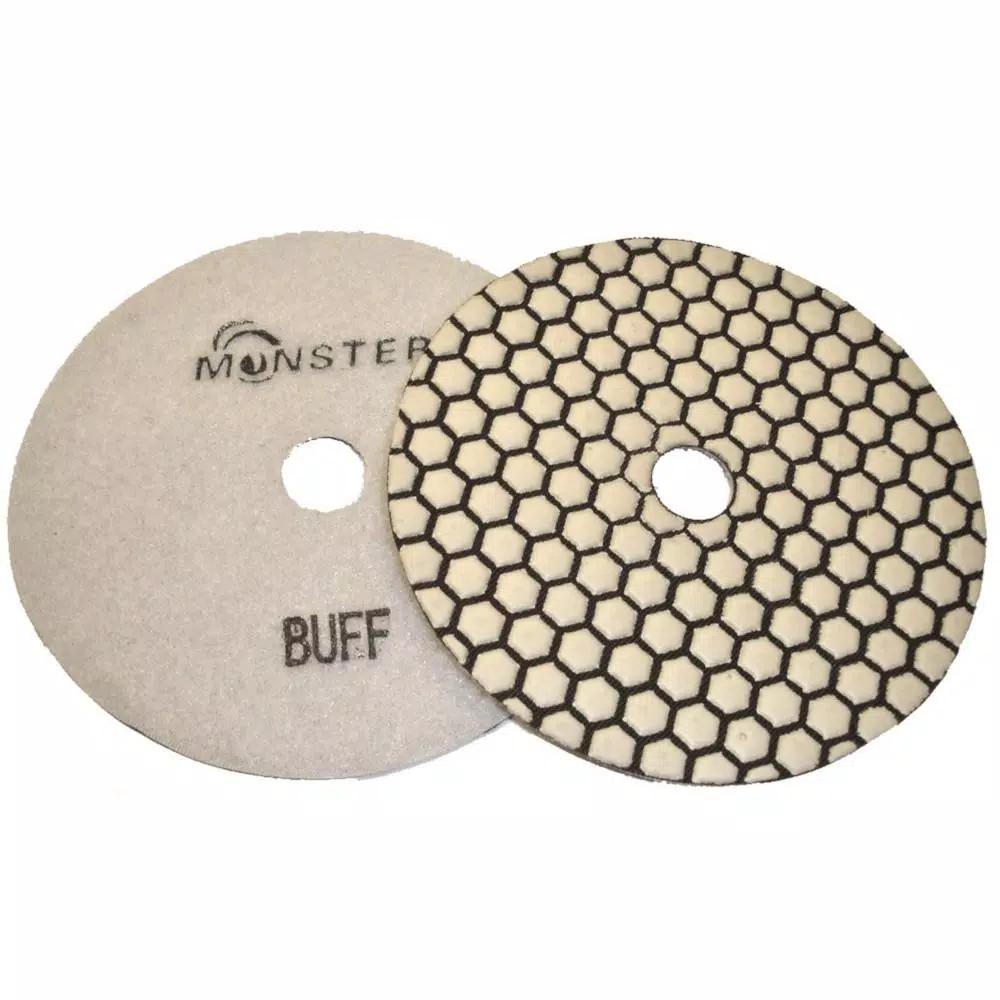 Monster Dry Diamond Polishing Pad Set, 4 in. 8-Piece Kit with Back Holder and White Buff