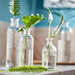 3R Studios 6-Piece Glass Bottle Vase Set with Wood Tray - Farmhouse Style Decorative Centerpiece thumbnail 3