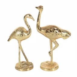 LITTON LANE 14 in. Flamingo Aluminum Decorative Sculpture Set in Gold (Set of 2) thumbnail 2