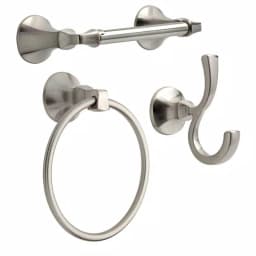Delta Mandara 3-Piece Brushed Nickel Bath Hardware Set with Towel Bar, Toilet Paper Holder and Towel Ring thumbnail 1
