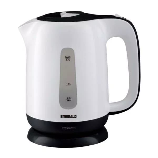Emerald 1302 1.7L White Cordless Electric Kettle, 7-Cup Capacity, 1100W