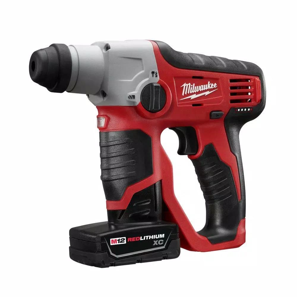 Milwaukee M12 12V Lithium-Ion Cordless 1/2 in. SDS-Plus Rotary Hammer Kit with (2) 3.0Ah Batteries, Charger & Case