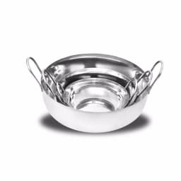 Unbranded 3-Piece Stainless Steel Balti Pan Set, 3 Sizes (3.25 Qt., 1.25 Qt., 0.50 Qt.) thumbnail 4