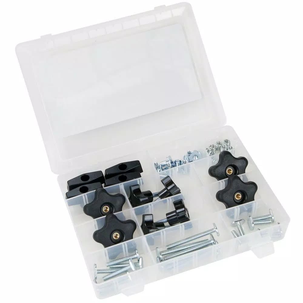POWERTEC 1/4-20 in. T-Track Jig and Fixture Hardware Kit, 46-Piece Set