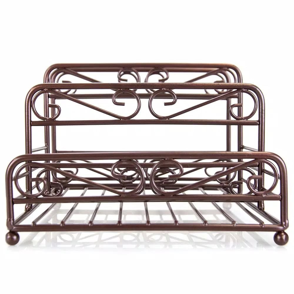 Home Basics Bronze Coated Steel Condiment Server Caddy with Spiral Design, 3 Compartments