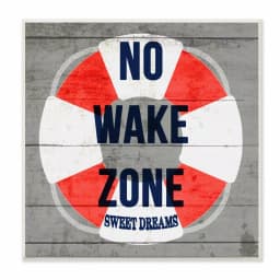 Stupell Industries No Wake Zone Life Raft Wood Wall Art by Daphne Polselli, 12x12 in. thumbnail 1