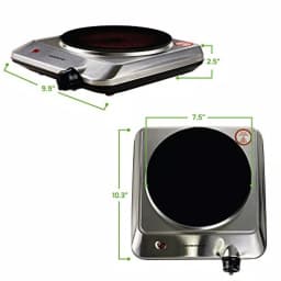 Ovente 1000W Electric Infrared Single Burner Cooktop, Silver Ceramic Glass Hot Plate thumbnail 6