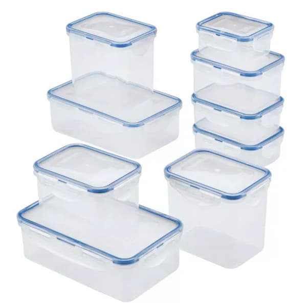 LOCK & LOCK Easy Essentials 18-Piece Food Storage Container Set with Airtight Lids, BPA-Free Plastic