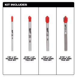 Milwaukee 4-Piece Carbide Glass and Tile Drill Bit Set thumbnail 3