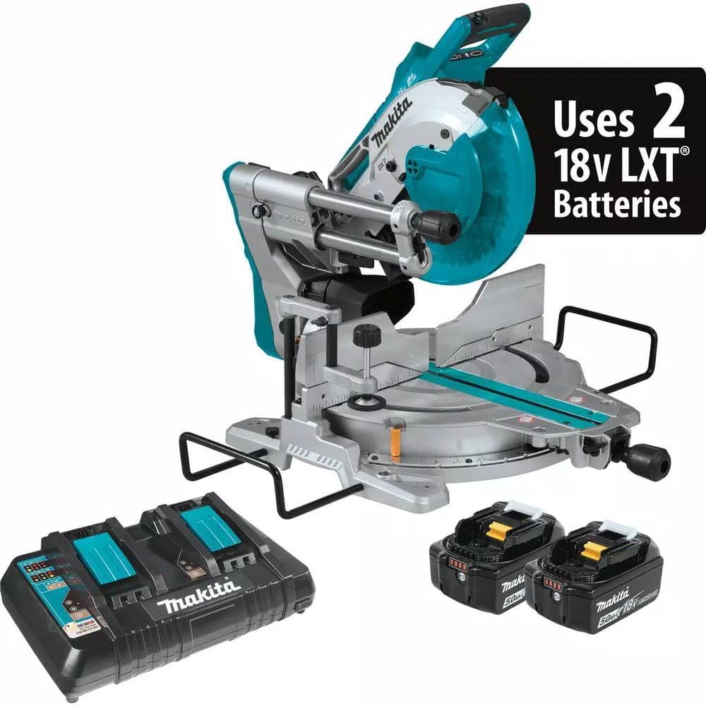 Makita 10 in. Dual-Bevel Sliding Compound Brushless Cordless Miter Saw with Folding Stand Kit