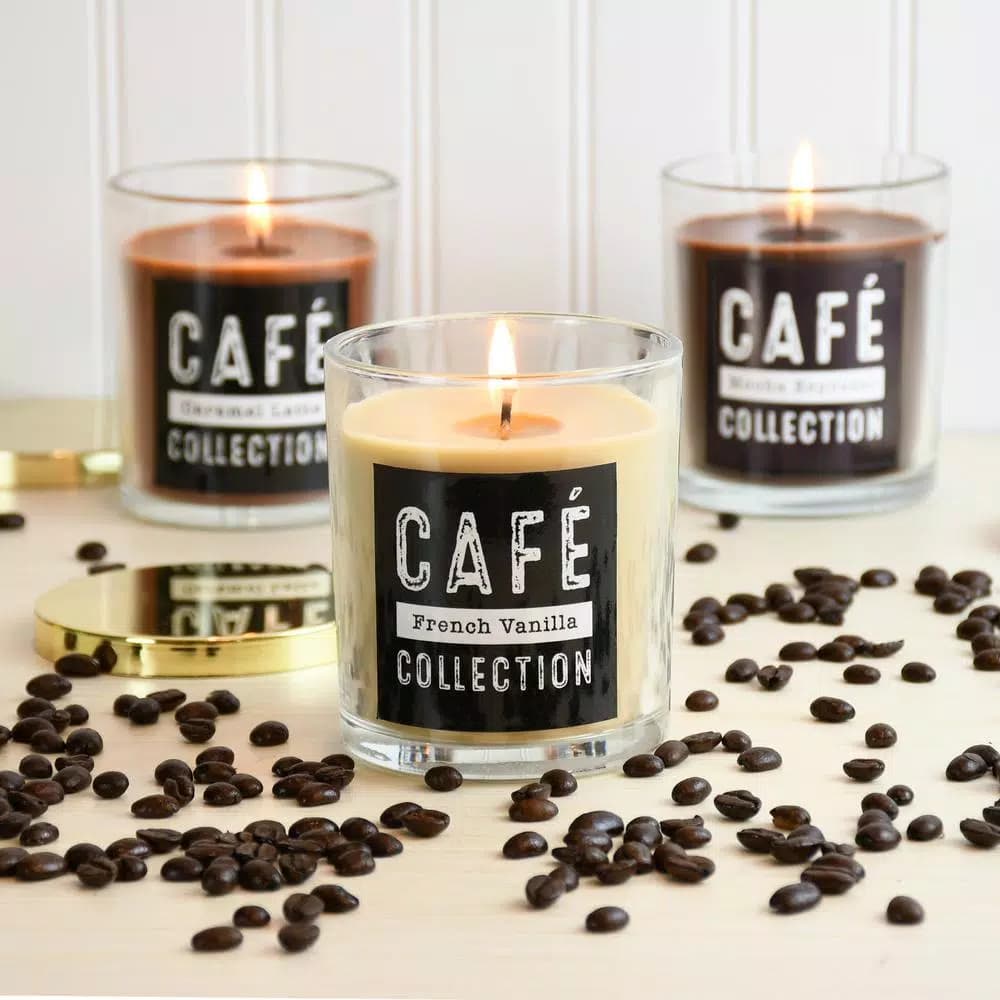 LUMABASE Coffee Cafe Collection Scented Candles, 10 oz. Glass Jars, Set of 3