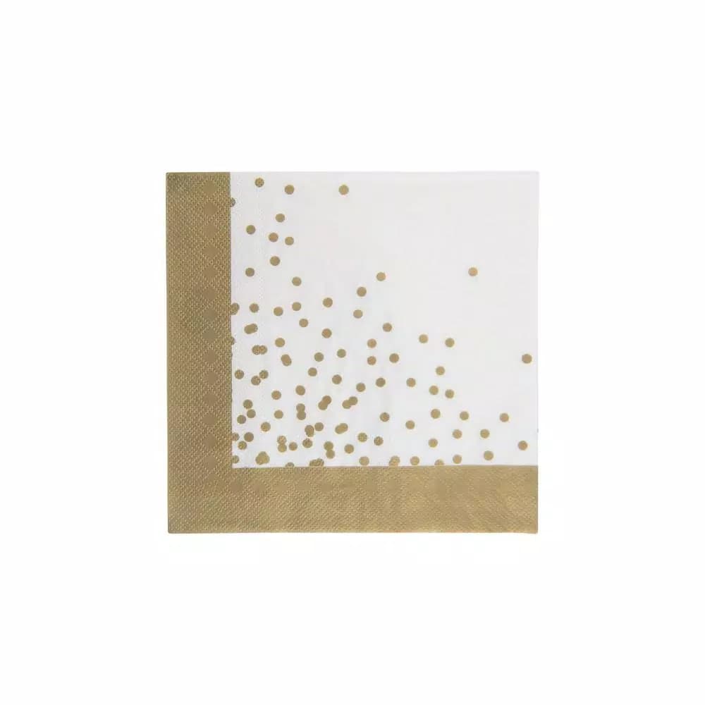 Sugar Plum Party SugarPlum Collection 32-Piece Gold and White Polka Dot Disposable Cocktail Paper Napkins