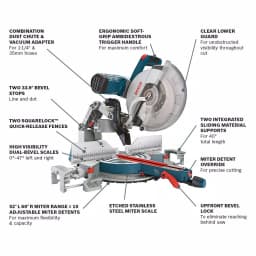 Bosch 12 in. 15 Amp Dual-Bevel Sliding Glide Miter Saw Combo Kit with T4B Gravity-Rise Stand thumbnail 2