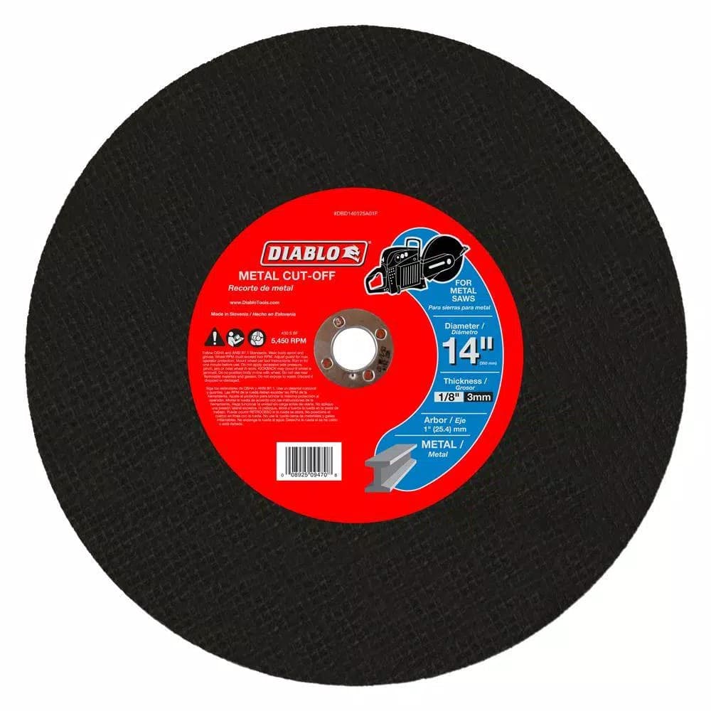 Diablo 14 in. x 1/8 in. x 1 in. Metal High Speed Cut-Off Disc, 5-Pack