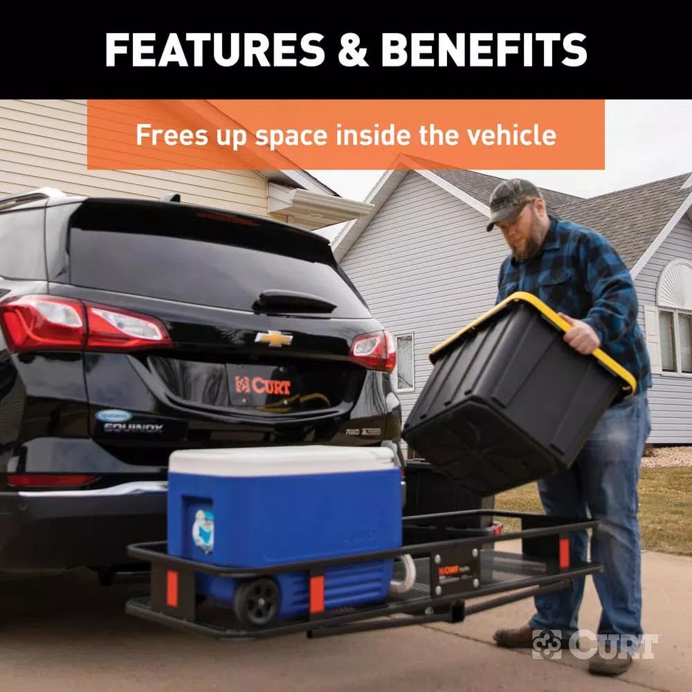 CURT Steel Wide Basket Style Hitch Cargo Carrier, 500 lb. Capacity, 2 in. Receiver
