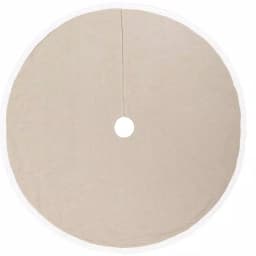 VHC Brands 48 in. Grey Margot Farmhouse Christmas Tree Skirt with Diamond Lace and Chambray thumbnail 2