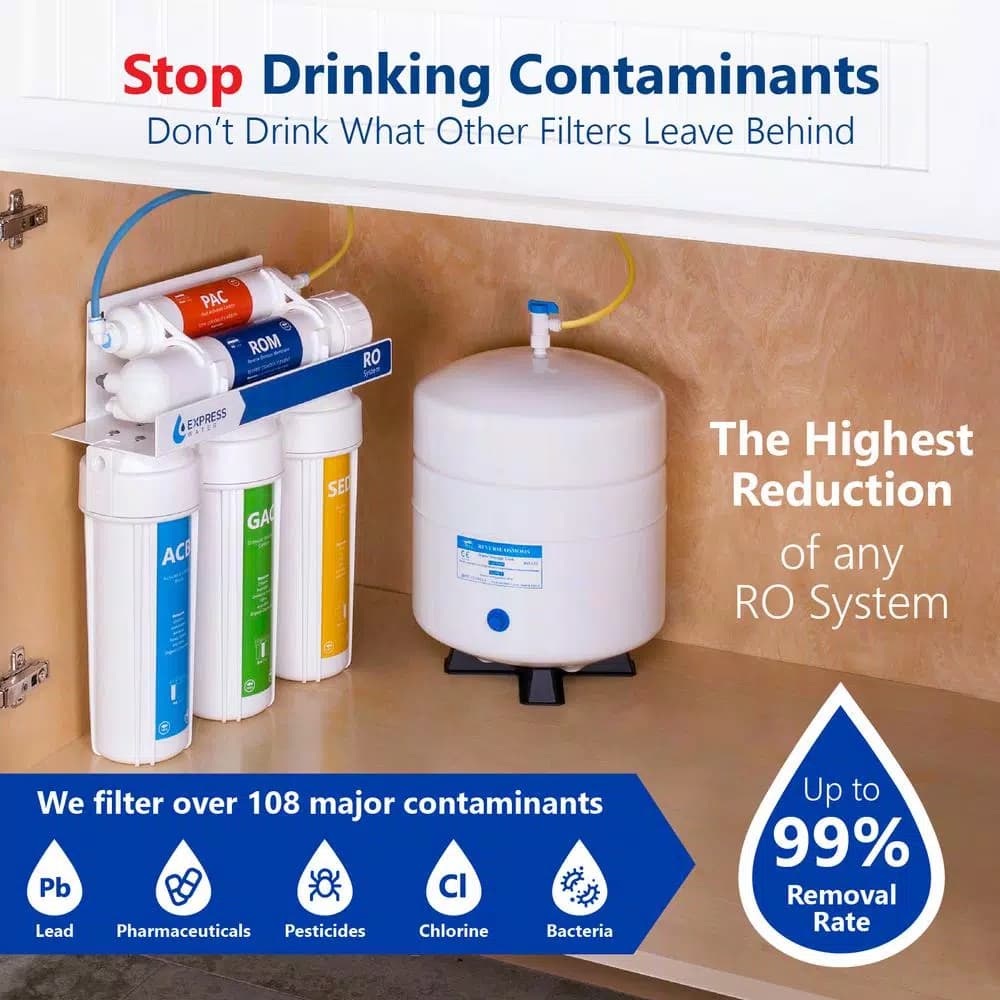 Express Water 5-Stage Reverse Osmosis Water Filtration System - NSF Certified - 100 GPD with Faucet and Tank