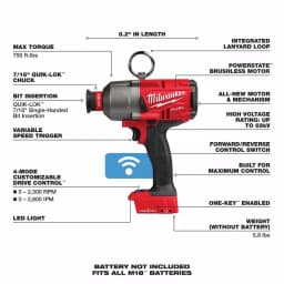 Milwaukee M18 FUEL ONE-KEY 7/16 in. Hex High Torque Impact Wrench, 18V Brushless Cordless (Tool-Only) thumbnail 3