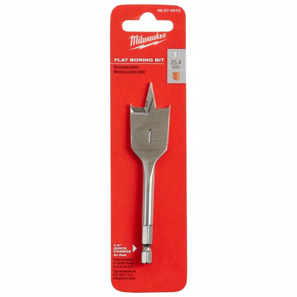 Milwaukee 1 in. x 4.5 in. Flat Spade Boring Bit, Hex Shank