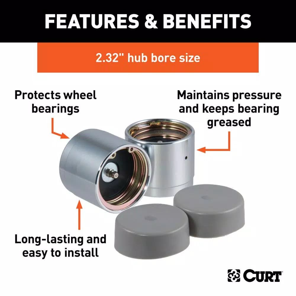 CURT 2.32" Bearing Protectors & Covers, 2-Pack