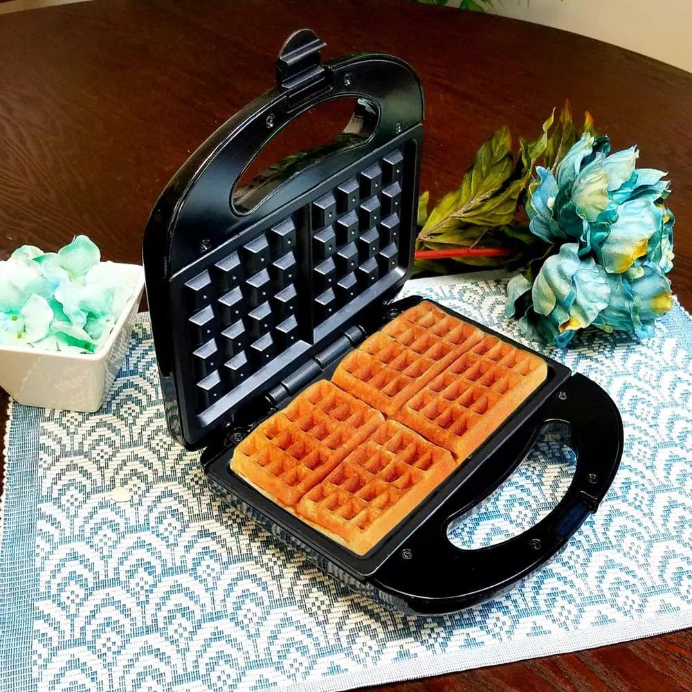 Better Chef Black Belgian Waffle Maker, 750W Non-Stick Waffle Iron