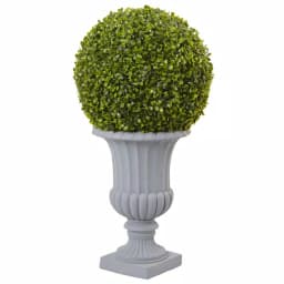 Nearly Natural 2.5 ft. Boxwood Topiary with Gray Urn - Indoor/Outdoor Artificial Floor Plant thumbnail 1