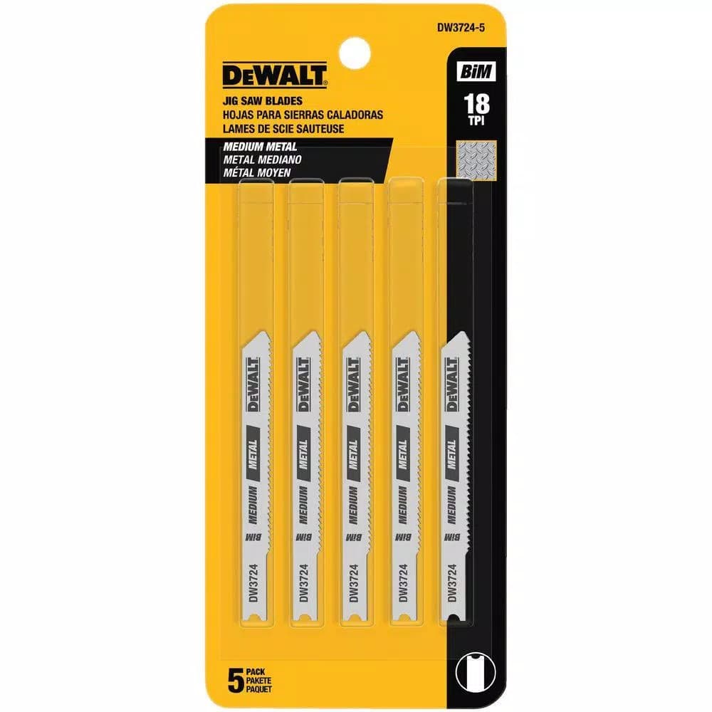 DEWALT 3 in. 18 TPI Bi-Metal Metal Cutting Jig Saw Blades, U-Shank (5-Pack)
