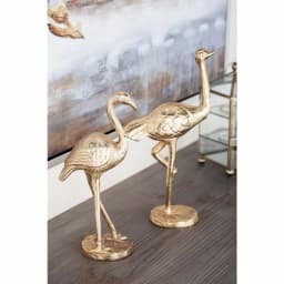 LITTON LANE 14 in. Flamingo Aluminum Decorative Sculpture Set in Gold (Set of 2) thumbnail 1
