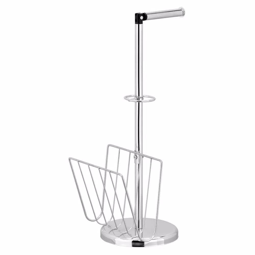 Furinno Wayar Freestanding Toilet Paper Holder and Magazine Rack with Storage, Silver