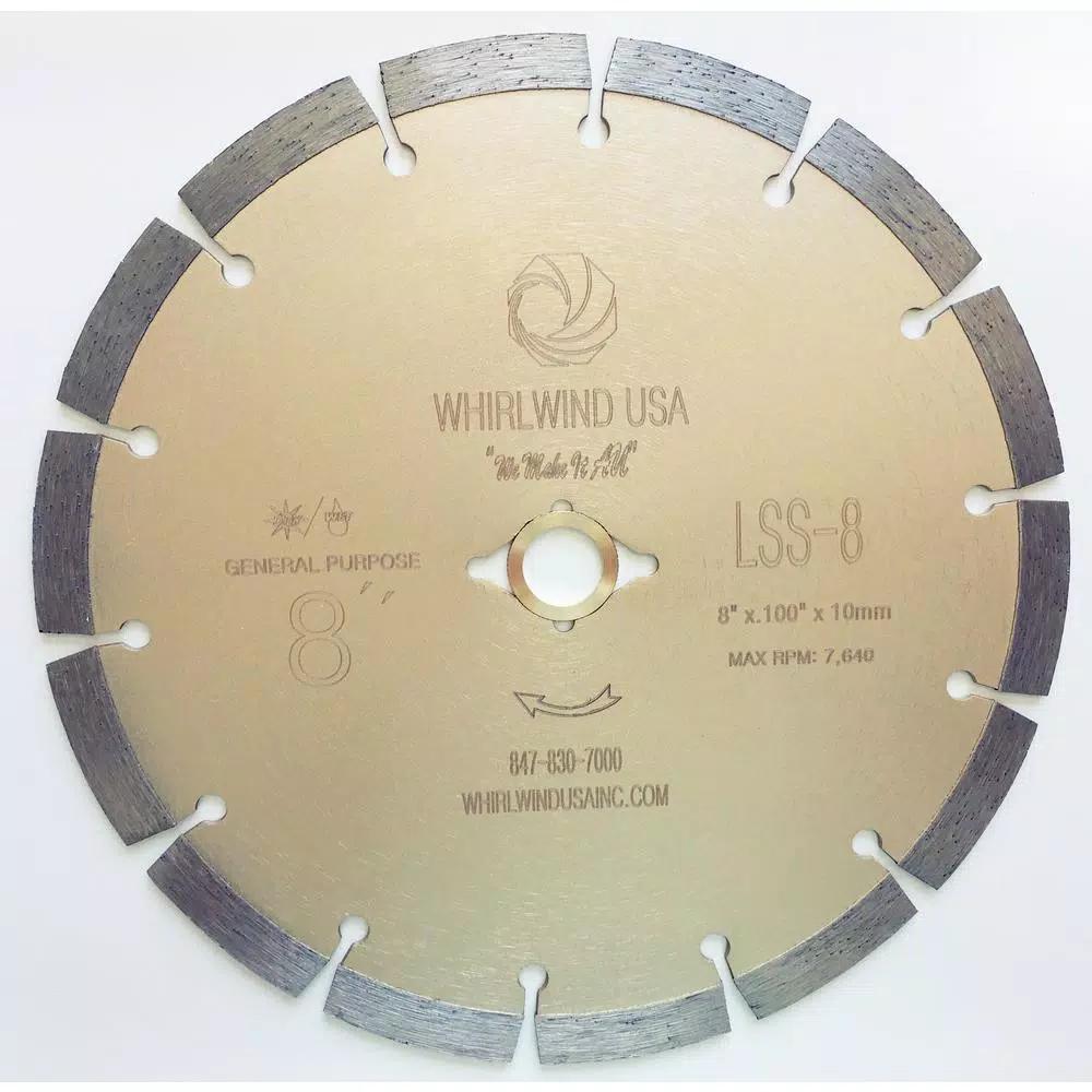 Whirlwind USA 8 in. Segmented Diamond Saw Blade for Concrete, Stone, Brick, and Masonry