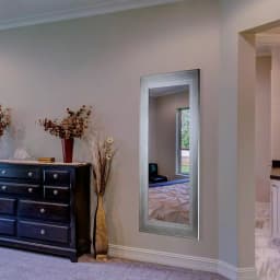 Crystal Art Gallery Large Rectangle White Modern Mirror with Wood Grain Finish (46.5 in. H x 25 in. W) thumbnail 1