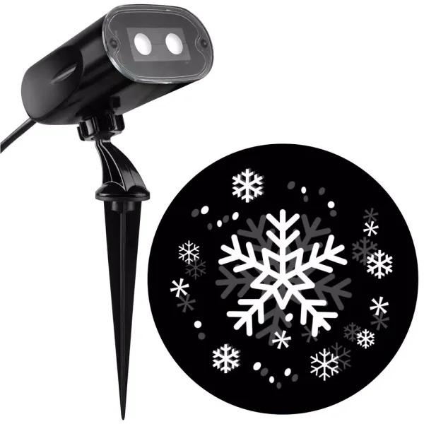 LightShow White Strobing Snowflake LED Holiday Projection Stake Projector